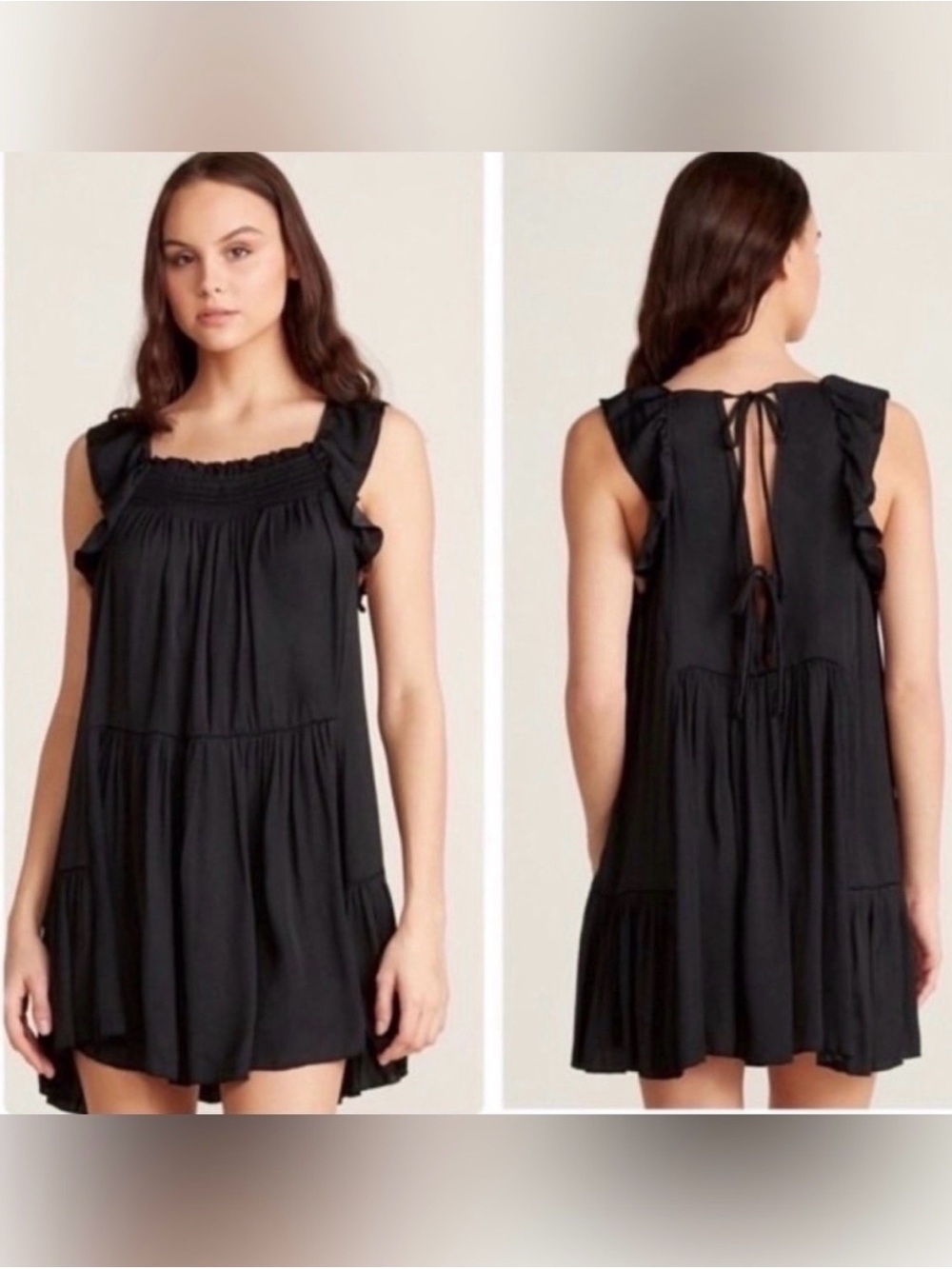 Free People Want Your Love Black Ruffle Dress Festival Femme Romance